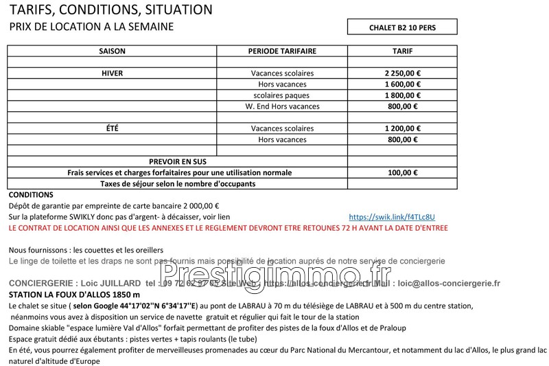 Location saisonnière chalet Allos  