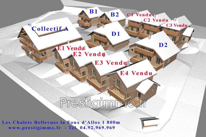 vente House chalet Allos La foux d'allos 1850 Chalet Allos La foux d'allos 1850, New chalet 2 bedroom 48 m²