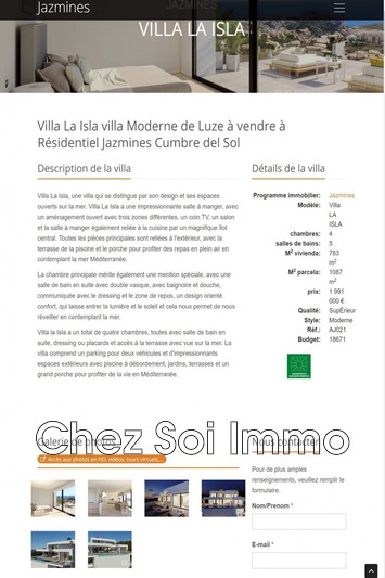 vente Maison villa Cumbre del sol Villa Cumbre del Sol achat villa 2 chambres 783 m²