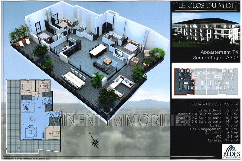 Photo Appartement de prestige Montélimar Sud ville,   to buy appartement de prestige  5 rooms   140&nbsp;m&sup2;